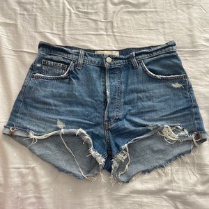 High Rise Distressed Reformation Denim Shorts